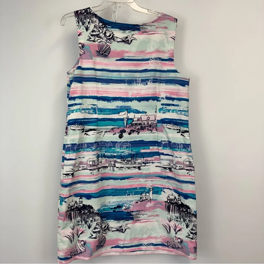 Talbots Seaside Harbor Sheath Dress Watercolor Print Women's‎ Size 14P
